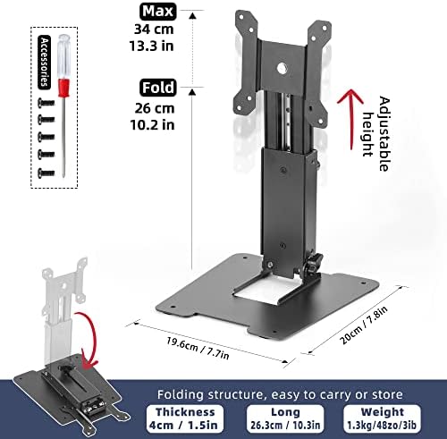 WEARSON Folding Monitor Stand - Height Adjustable Vesa Monitor Stand, Tilt, Rotation Free Standing Low Profile Desk Moun