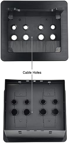 Tabletop Brush Cable Management Connectivity Box with 8 Grommet Holes for Conference Office (Black)