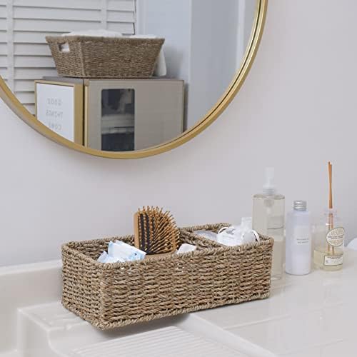 StorageWorks Wicker Toilet Basket Tank Topper, Seagrass Storage Baskets