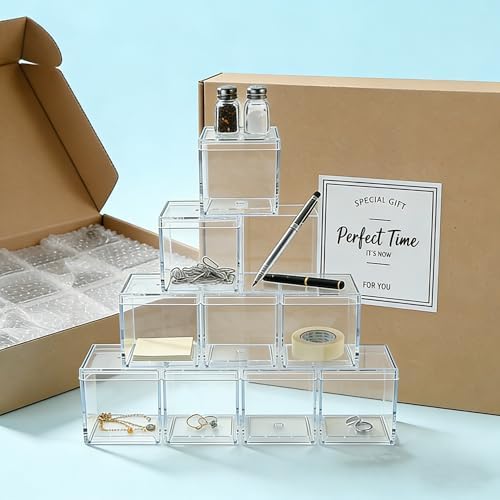 12-Pack Acrylic Square Cube Small Candy Gift Box, 2.17x2.17x2.17 Inch