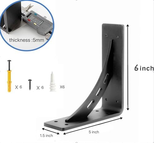 6 inch x 5 inch Heavy Duty Shelf Brackets , Metal Mantel Brackets (Set of 2) Fireplace Mantel Brackets - Countertop Supp