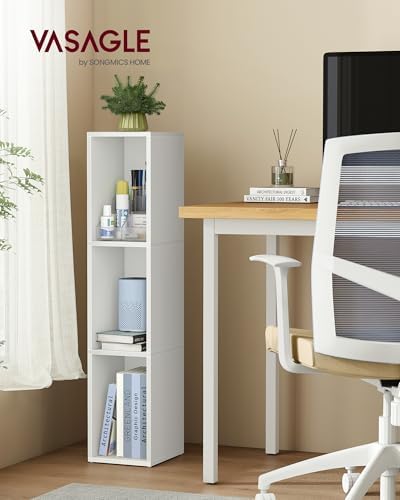 VASAGLE Bookshelf, 3-Tier Bookcase, 7.9 x 9.4 x 37.3 Inches