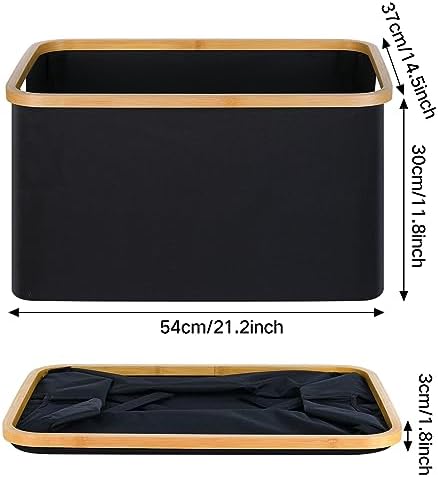 efluky Storage Baskets for Organizing, Fabric Storage Bins with Bamboo Handles, Collapsible Storage Baskets for Shelves and Closet (Black, 21.2'' x 14.5'' x 11.8'')