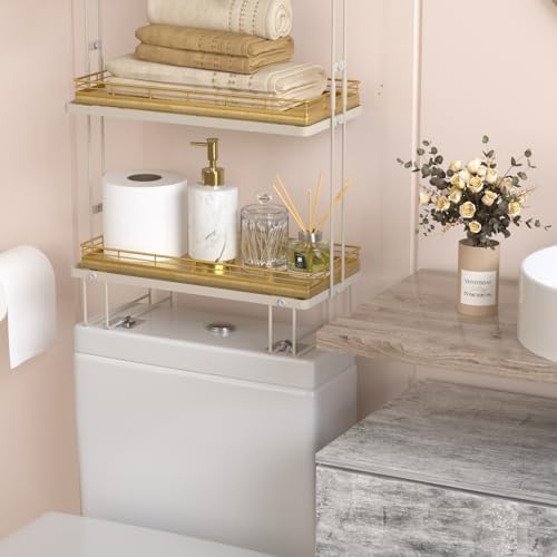 Oak Bathroom Toilet Tank Tray, 13" Wood Toilet Paper Storage Basket Back of Toilet Basket Organizer, Vanity Tray for Per