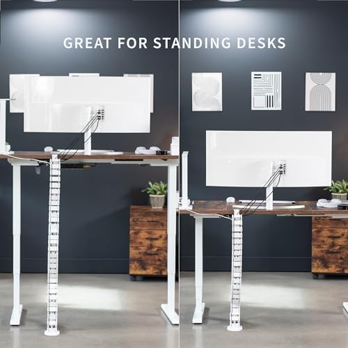 VIVO White Clamp-on Desk Vertebrae Cable Management Kit, DESK-AC01P-W