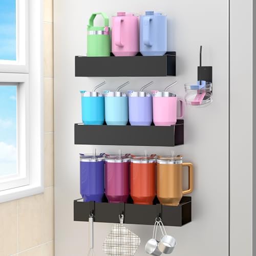 HuggieGems Metal Magnetic Water Bottle Holder for Refrigerator, Cup Holder Organizer for Stanley and Tumbler for Kitchen