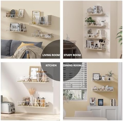 Floating Shelves Set of 4, Wood Wall Shelf, Farmhouse Shelf for Bedroom