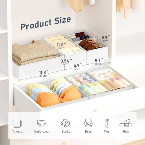 DIMJ Drawer Organizer Clothes Storage - 26 Pack Baby Dresser Organizer for Nursery, Foldable Closet Drawer Organizer Bins for Bedroom Organization, Fabric Storage Dividers for Socks, Underwears, Bras