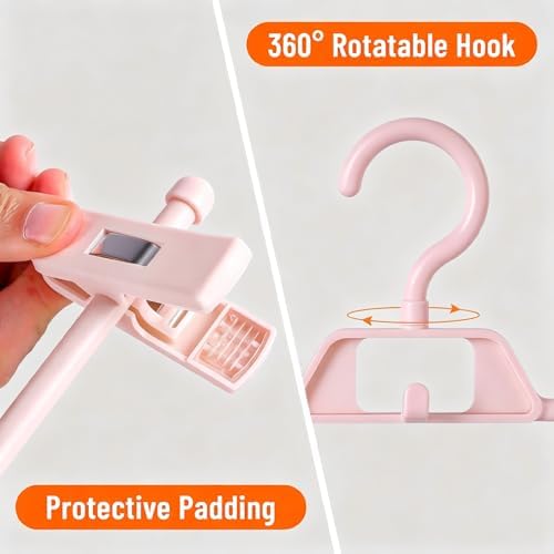 10 Pack Pants Hangers with Clips, Space Saving Skirt Hangers Organizer
