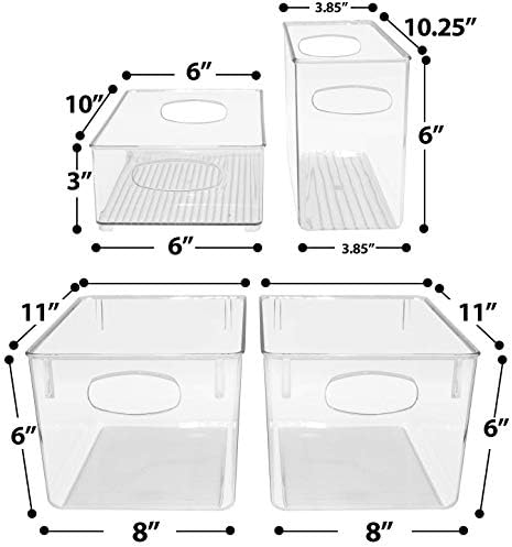 Sorbus Plastic Storage Bins Stackable Clear Pantry Organizer Box Bin for Organizing Kitchen Fridge, Food, Snack Pantry, 