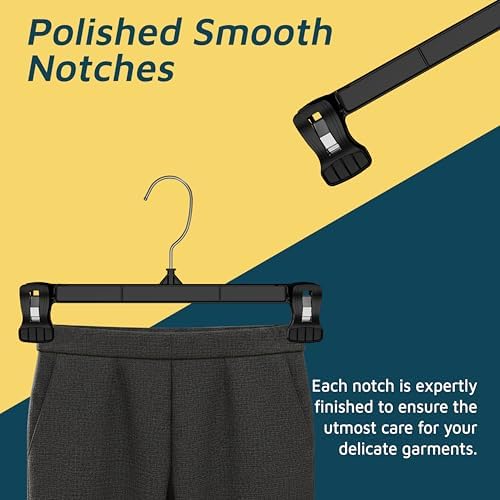 Lifemaster Pants Hangers with Clips Pack of 25, 12-Inch Heavy-Duty Clothes Hangers with Non-Slip Ridged Grip Clips & 360° Swivel Hook, Space-Saving Closet Organizer for Pants, Skirts & Shorts, Gray