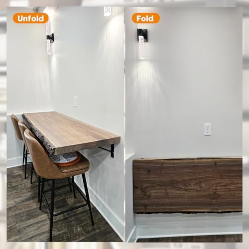 Folding Shelf Brackets 8 Inch - 2PCS Heavy Duty Metal Bracket Shelf, Wall Mounted Collapsible Bracket for Space Saving B