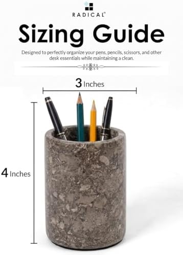 Radicaln Marble Pen Holder For Desk 4" Inches Oceanic Handmade Marble Toothbrush Holder & Pen Holder For Home Decor, Ideal Pencil Holder For Desk Organizer