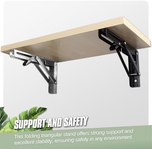 Folding Shelf Brackets - 4 Pcs 8 Inch,Heavy Duty, Stainless Steel