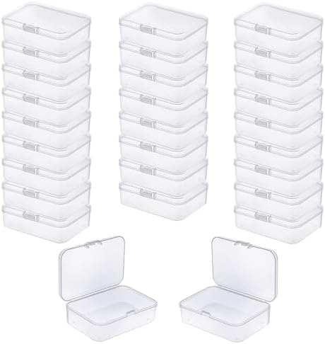 LJY 28 Clear Rectangular Plastic Boxes, 3.3 x 2.2 x 1 in for Buttons