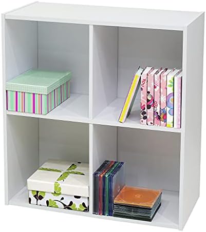 KB Designs - 4-Cube Bookcase, Unit Shelf, Storage Organizer, White