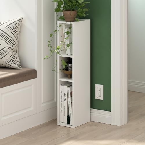 Furinno Fulda Book Shelf, 3-Tier Narrow Storage Cabinet, Bookcase with 6-in Width Storage Shelf, 9.3 x 5.9 x 31.5, for L