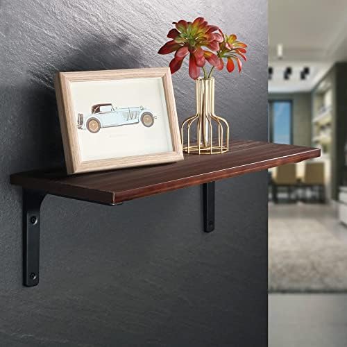 SAYAYO Wall Shelf Bracket Black, 12 Inch Heavy Duty L Bracket for Wood