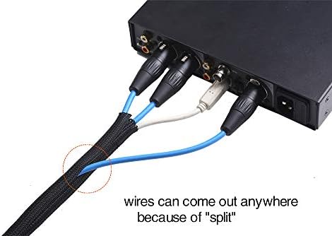 Alex Tech 10ft - 1.25 inch Cord Protector Wire Loom Tubing Cable Sleeve Split Sleeving for USB Cable Power Cord Audio Vi