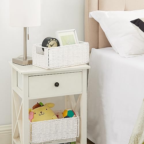 Vagusicc Wicker Storage Basket, Set of 2 Hand-Woven Paper Rope Wicker Basket, Small Storage Baskets for Organizing Toile