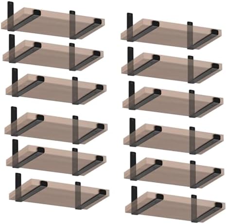 24 Pack - 7.25" L x 4" H x 1.5" W J Lip Shelf Brackets Rustic Farmhouse Iron Wall Floating Shelf Bracket Metal Shelf Bra