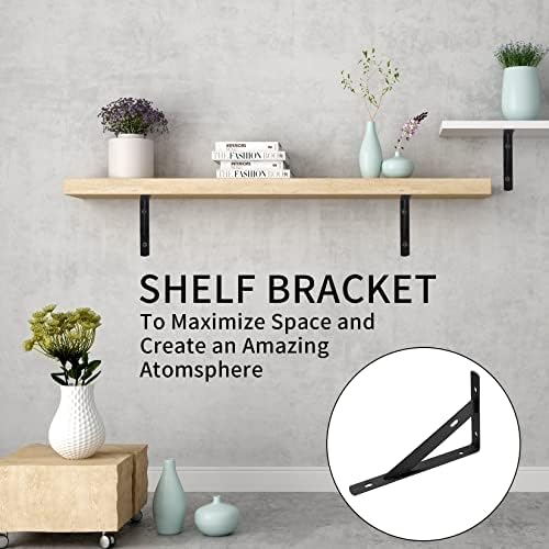 Heavy Duty Shelf Brackets - 8 Pcs L Shaped Metal Wall Mount Shelves Support for Floating Shelves (3.7 x 6 inch) (Pack of