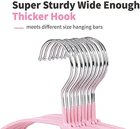 TOPIA HANGER Non Slip Hanger 20 Pack, Metal Clothes Hangers Space Saving, Heavy Duty Rubber Coated Wire Hanger for Coat, Shirt, Dress, Pants-Pink, CT12P