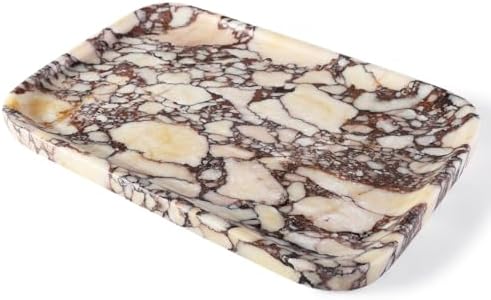 Karibiber Calacatta Marble Vanity Trays, Marble Bathroom Tray Countertop, Luxury Decorative Dresser Organizer, Purple&Wh