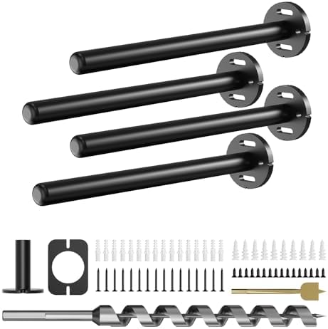 4pcs Wall Shelf Brackets Heavy Duty Floating Shelf Bracket Hidden,Invisible Black Shelving Brackets Decorative Floating 