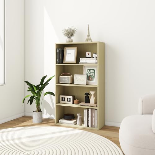 Four-Tier Living Room Bookshelf, Small Bookcase with 3 Shelves for Small Spaces, Standing Display Bookshelf with Storage