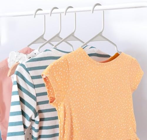 Simple Deluxe 50 Pack Plastic Hangers, Durable Clothes Hangers, Lightweight and Space-Saving Hangers for Shirts, Dresses, Coats, Pants, White