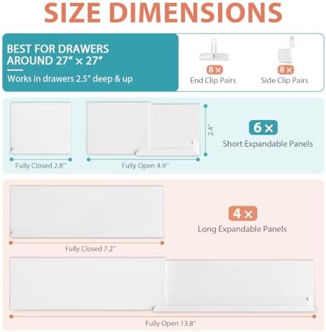 Adjustable Drawer Dividers for Small & Junk Drawers - Standard Kit
