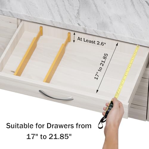 Bamboo Drawer Dividers Organizers, 2.56" High, 17"-21.8" Adjustable, 8 Pack