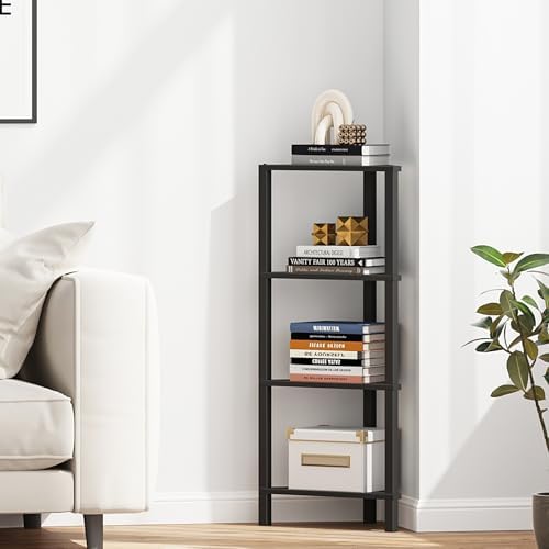 TUTOTAK Corner Shelf, 4-Tier Corner Bookshelf for Small Space