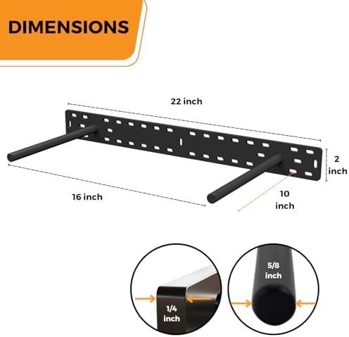 HÜNGSMART Floating Shelf Brackets - - 2 x 22 inch Heavy Duty Steel Hidden Shelves (to 300 lbs) - - Multi Slot Baseplate 