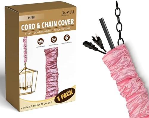 Royal Designs, Inc. CC-23-PNK Pink Cord & Chain Cover4' Silktype Fabric Touch Fastener, Pink