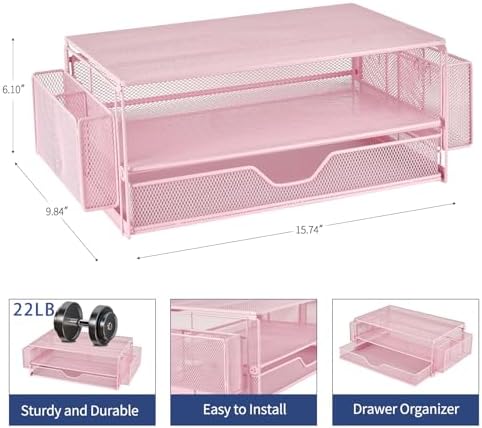 AUPSEN Computer Monitor Stands Riser，2-Tier Desk Organizers and Accessories, Office Desk Accessories Organizer with Draw