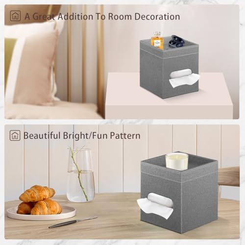 Square Tissue Box Cover with Storage Tray,Modern Decorative Tissue Holder