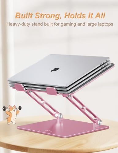 Aoviho Aluminum Laptop Stand for Desk Fit for All 10"-17.3" Laptops, Pink