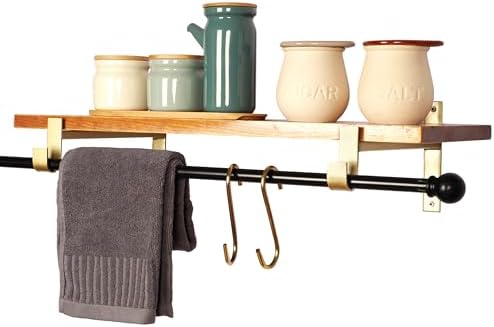 AddGrace Closet Rod Bracket Heavy Duty Shelf Brackets Gold 8 Inch 4 Pack