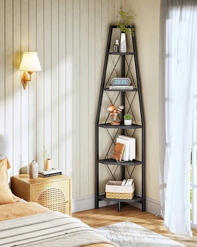 CHOEZON 5-Tier Corner Shelf, Corner Bookshelf, Ladder Shelf, Floor Standing Storage Rack, Open Display Stand, Plant Stan