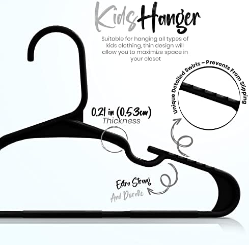 Utopia Home Kids Hangers 100 Pack - Plastic Baby Hangers for Closet - Childrens Hanger for Clothes & Infant Hanger for Closet - for Everyday Standard Use (Black)