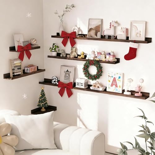 Heimlove Picture Ledge Shelf, Floating Shelves Set of 2, 31.5Inches Picture Shelf for Wall with Ledge, Kids Bookshelf Wa