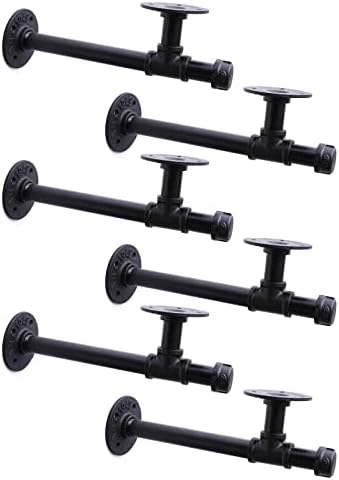3/4" Industrial Pipe Shelf Brackets, Black Iron Wall Mounted DIY Shelving Brackets Hanging Custom Pipe Brackets for Floa