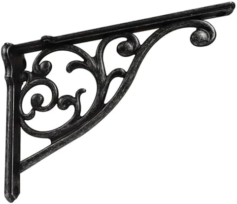 Ornate Decorative Shelf Brackets 12 inch Small Wall Mounted Shelving Bracket 4 Pack Black Iron Vintage Metal Shelf Brack