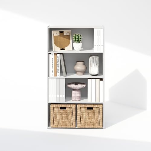 Furinno Simple Book Shelf, 4-Tier Bookshelf, Bookcase with Open Shelf, 9.4 x 23.6 x 41.7, for Living Room, Bedroom, Home