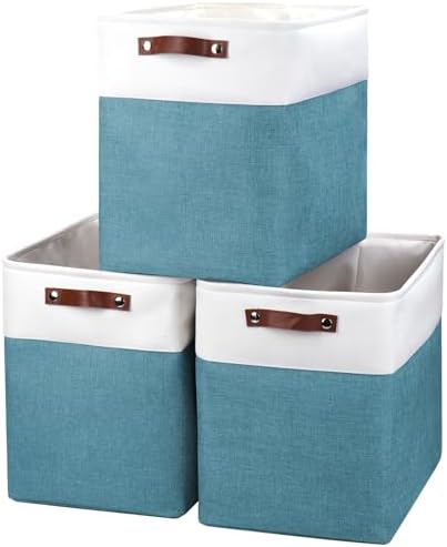Bagnizer Large Fabric Storage Baskets | 50L Storage Bins, Decorative Linen Closet Baskets with Handles for Organizing, S