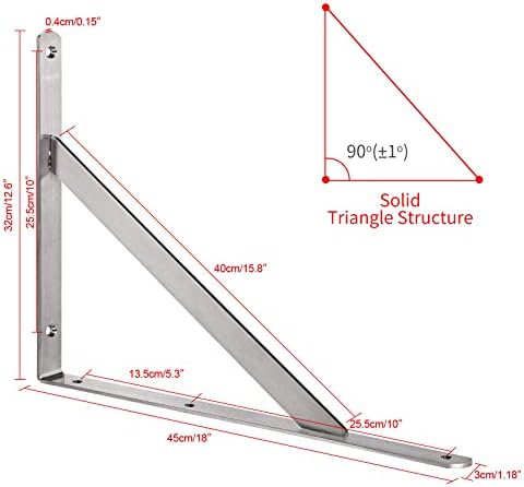 YUMORE 18 Inch Shelf Bracket, Heavy Duty L Bracket, 2 Pack
