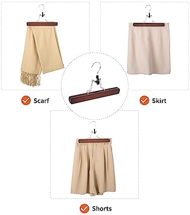 Amazon Basics Wooden Pants Hangers Closet Organizer, Cherry, 10-Pack