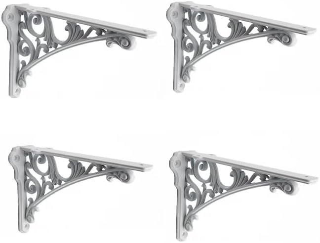 Decorative Shelf Bracket 12 inch White Brackets for Shelving Solid Heavy Duty Vintage DIY Projects Hardware Included 4 P